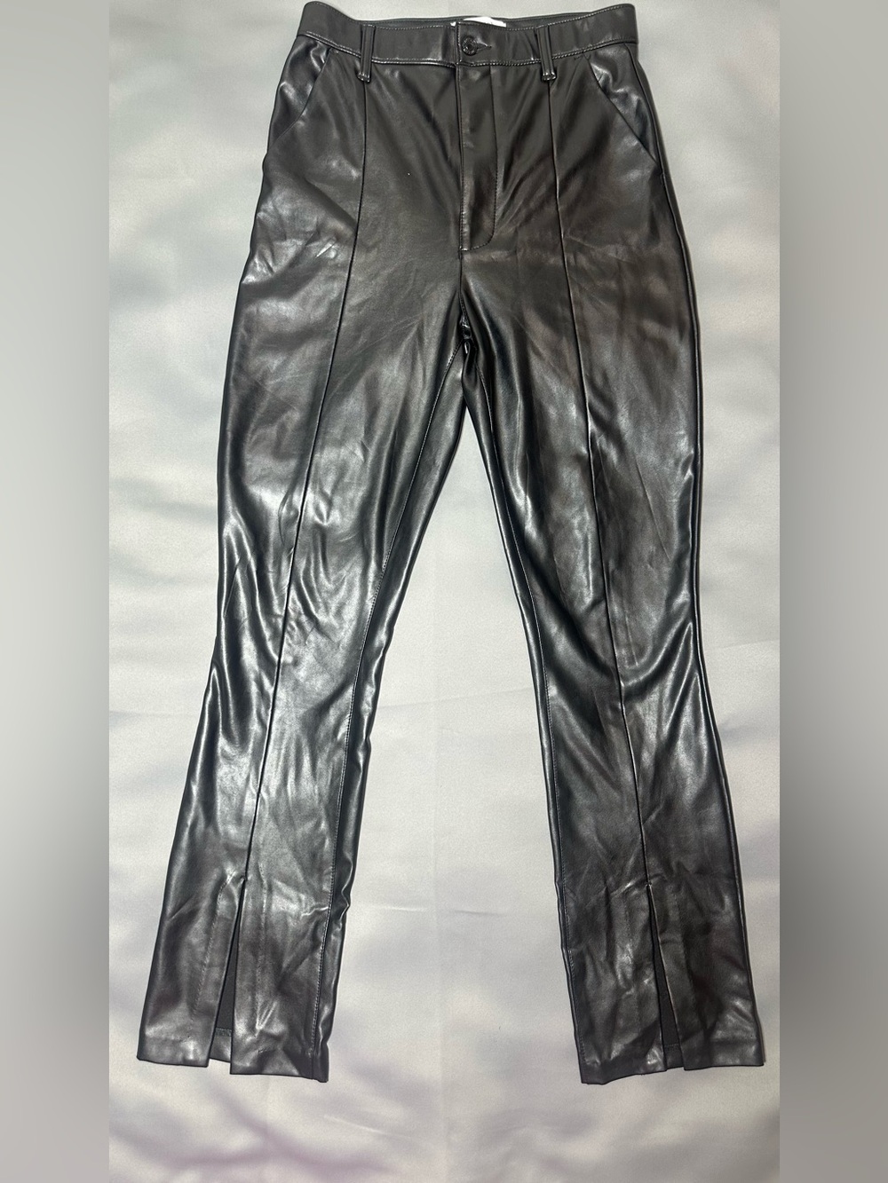 Abercombie & Fitch Black Faux Leather Pants with Ankle Slits